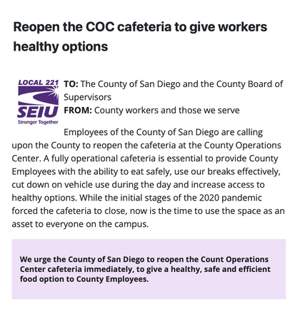 Reopen the COC cafeteria to give workers healthy options